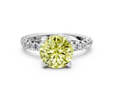 White gold Fancy Yellow Round  Cut Diamond Pavé Band with Four-Prong Setting