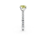 White gold Fancy Yellow Round  Cut Diamond Pavé Band with Four-Prong Setting_14