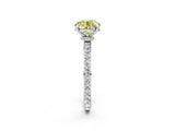 White gold Fancy Yellow Round Cut Diamond Pavé Engagement Ring with Round  Accents and Prong Setting_56