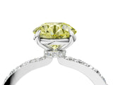 White gold Fancy Yellow Round Cut Diamond Pavé Engagement Ring with Round  Accents and Prong Setting_57