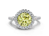 White gold Fancy Yellow Round Cut Diamond Pavé Halo Ring with Four-Prong Setting_41