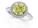 White gold Fancy Yellow Round Cut Diamond Pavé Halo Ring with Four-Prong Setting_42