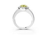 White gold Fancy Yellow Round Cut Diamond Pavé Halo Ring with Four-Prong Setting_44