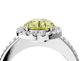 White gold Fancy Yellow Round Cut Diamond Pavé Halo Ring with Four-Prong Setting_45