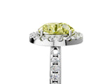 White gold Fancy Yellow Round Cut Diamond Pavé Halo Ring with Four-Prong Setting_46