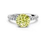 White gold Fancy Yellow Round Cut Diamond Pavé Solitaire Engagement Ring with Four-Prong Setting_29