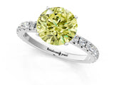 White gold Fancy Yellow Round Cut Diamond Pavé Solitaire Engagement Ring with Four-Prong Setting_30