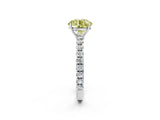 White gold Fancy Yellow Round Cut Diamond Pavé Solitaire Engagement Ring with Four-Prong Setting_31