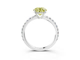 White gold Fancy Yellow Round Cut Diamond Pavé Solitaire Engagement Ring with Four-Prong Setting_32