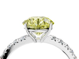 White gold Fancy Yellow Round Cut Diamond Pavé Solitaire Engagement Ring with Four-Prong Setting_33