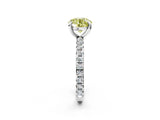 White gold Fancy Yellow Round Cut Diamond Pavé Solitaire Ring with Round Band and Prong Setting_18