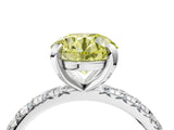 White gold Fancy Yellow Round Cut Diamond Pavé Solitaire Ring with Round Band and Prong Setting_20