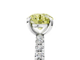 White gold Fancy Yellow Round Cut Diamond Pavé Solitaire Ring with Round Band and Prong Setting_21