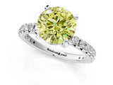 White gold Fancy Yellow Round Cut Diamond Pavé Solitaire Ring with Round Band and Prong Setting_41