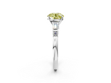 White gold Fancy Yellow Round  Cut Diamond Ring with Baguette Side Stones, Channel Set Band, and Four-Prong Setting_2