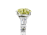 White gold Fancy Yellow Round  Cut Diamond Ring with Baguette Side Stones, Channel Set Band, and Four-Prong Setting_5