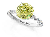 White gold Fancy Yellow Round Cut Diamond Ring with Marquise and Round  Side Stones and Four-Prong Setting_42