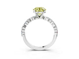 White gold Fancy Yellow Round Cut Diamond Ring with Marquise and Round  Side Stones and Four-Prong Setting_44