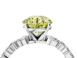 White gold Fancy Yellow Round Cut Diamond Ring with Marquise and Round  Side Stones and Four-Prong Setting_45