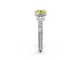 White gold Fancy Yellow Round Cut Diamond Ring with Milgrain Pavé Band and Four-Prong Setting_34