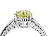 White gold Fancy Yellow Round Cut Diamond Ring with Milgrain Pavé Band and Four-Prong Setting_36