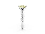 White gold Fancy Yellow Round Cut Diamond Ring with Pavé Band and Floral Prong Setting_41