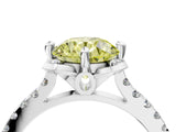 White gold Fancy Yellow Round Cut Diamond Ring with Pavé Band and Floral Prong Setting_43