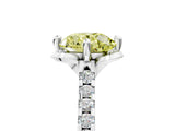 White gold Fancy Yellow Round Cut Diamond Ring with Pavé Band and Floral Prong Setting_44