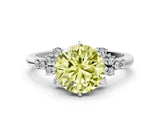 White gold Fancy Yellow Round Cut Diamond Ring with Side Stones and Four-Prong Setting_65