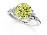 White gold Fancy Yellow Round Cut Diamond Ring with Side Stones and Four-Prong Setting_66