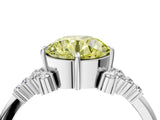 White gold Fancy Yellow Round Cut Diamond Ring with Side Stones and Four-Prong Setting_69