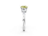 White gold Fancy Yellow Round  Cut Diamond Ring with Tapered Baguette Side Stones in Four-Prong Setting_2