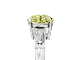 White gold Fancy Yellow Round  Cut Diamond Ring with Tapered Baguette Side Stones in Four-Prong Setting_5