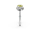 White gold Fancy Yellow Round Cut Diamond Scalloped Halo Engagement Ring with Round Shared Prong Band_20