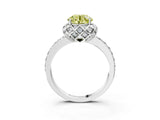 White gold Fancy Yellow Round Cut Diamond Scalloped Halo Engagement Ring with Round Shared Prong Band_21