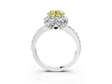 White gold Fancy Yellow Round Cut Diamond Scalloped Halo Engagement Ring with Round Shared Prong Band_39