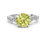 White gold Fancy Yellow Round Cut Diamond Scattered Round Accent Ring with Prong Setting_14