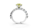 White gold Fancy Yellow Round Cut Diamond Side Stone Engagement Ring with Four-Prong Setting_51