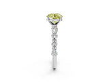 White gold Fancy Yellow Round Cut Diamond Side Stone Solitaire Ring with Round  and Four-Prong Setting_26
