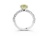 White gold Fancy Yellow Round Cut Diamond Side Stone Solitaire Ring with Round  and Four-Prong Setting_27