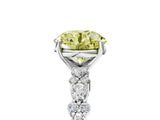 White gold Fancy Yellow Round Cut Diamond Side Stone Solitaire Ring with Round  and Four-Prong Setting_29