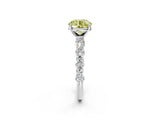 White gold Fancy Yellow Round Cut Diamond Side Stone Solitaire Ring with Round  and Four-Prong Setting_79