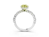 White gold Fancy Yellow Round Cut Diamond Side Stone Solitaire Ring with Round  and Four-Prong Setting_80
