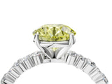 White gold Fancy Yellow Round Cut Diamond Side Stone Solitaire Ring with Round  and Four-Prong Setting_81