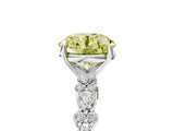 White gold Fancy Yellow Round Cut Diamond Side Stone Solitaire Ring with Round  and Four-Prong Setting_82