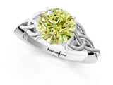 White gold Fancy Yellow Round Cut Diamond Solitaire Celtic Knot Ring with Four-Prong Setting_30