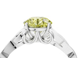 White gold Fancy Yellow Round Cut Diamond Solitaire Celtic Knot Ring with Four-Prong Setting_33