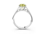 White gold Fancy Yellow Round Cut Diamond Solitaire Engagement Ring with Cathedral Setting and Four-Prong Mount_18