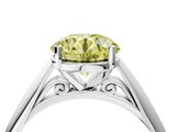 White gold Fancy Yellow Round Cut Diamond Solitaire Engagement Ring with Cathedral Setting and Four-Prong Mount_19