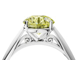 White gold Fancy Yellow Round Cut Diamond Solitaire Engagement Ring with Cathedral Setting and Four-Prong Mount_57